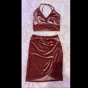 Dusty rose velvet lace outfit combo size small